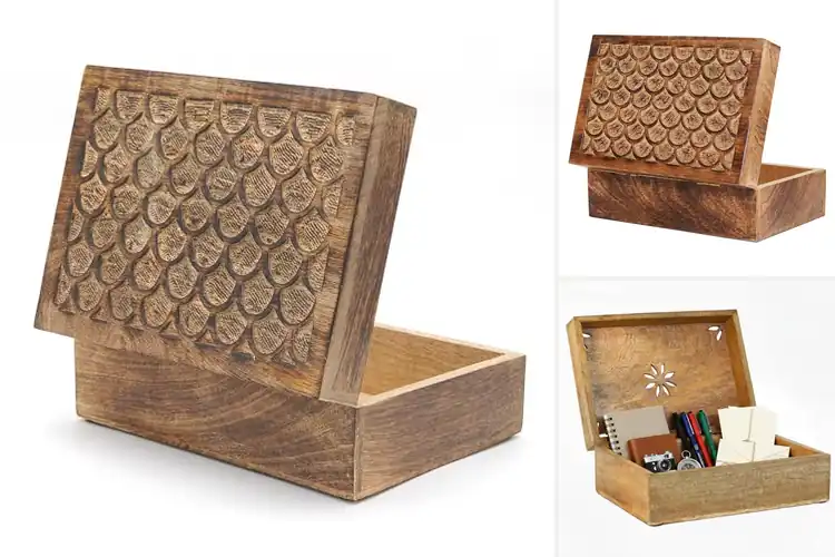 Detailed view of Best Artisan Mango Wood Box: 10 Handmade Keepsake Treasures