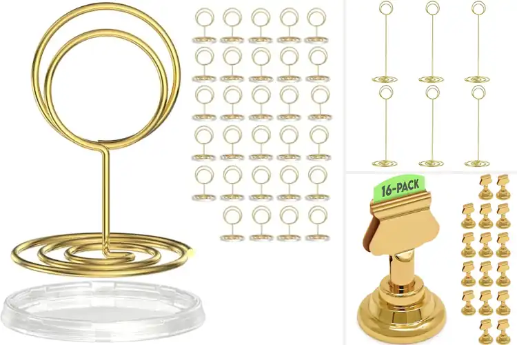 Detailed view of Best Metal Table Card Holders With Gold Finish